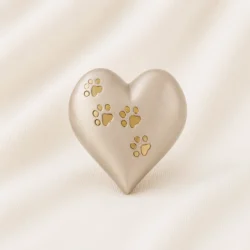 Heart Shaped Pet Urn with Gold Paw Prints image