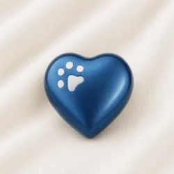Blue Heart Shaped Pet Urn with Paw Cut Out image