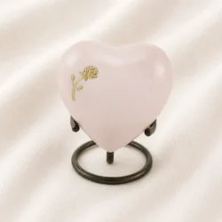 Blush Pink Rose Heart Keepsake Urn with Stand – Elegant Memorial Urn image