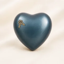 Matte Blue Floral Heart Keepsake Urn – Minimal Elegance Memorial Urn image