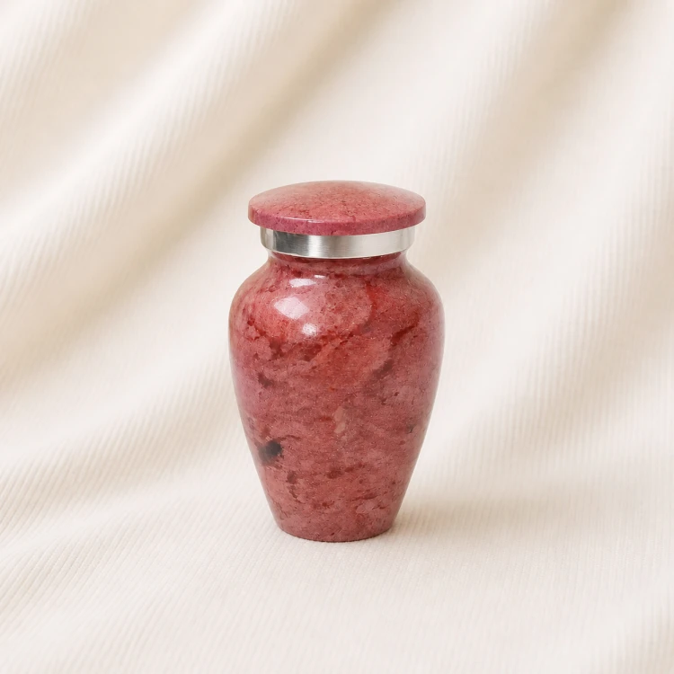 Rose Marble Finish Keepsake Urn – Elegant Pink Stone Texture Memorial Urn Image 1