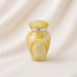 Golden Onyx Finish Keepsake Urn – Elegant Yellow Marble Texture Memorial Urn image
