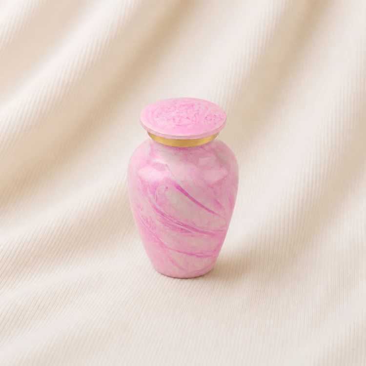 Soft Pink Marble Keepsake Urn – Elegant Pastel Finish Memorial Urn Image 1