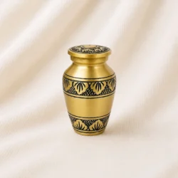 Antique Gold Engraved Keepsake Urn – Traditional Handcrafted Memorial Urn image