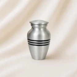 Brushed Silver Keepsake Urn – Modern Minimal Metal Memorial Urn image