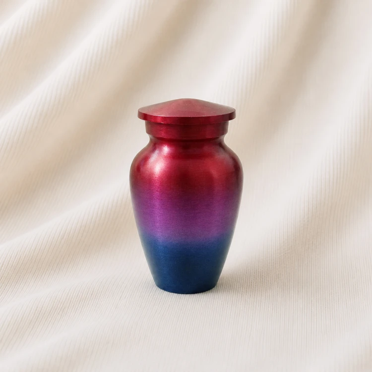 Dual Tone Gradient Keepsake Urn – Red to Blue Metallic Finish Memorial Urn Image 1