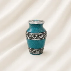 Turquoise Textured Engraved Keepsake Urn – Classic Fusion Memorial Urn image