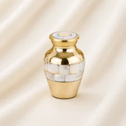 Luxury Gold Mother of Pearl Keepsake Urn – Premium Inlay Memorial Urn image