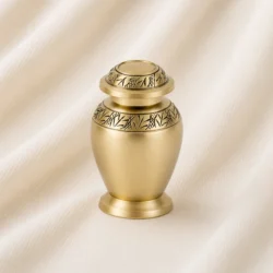 Antique Gold Engraved Keepsake Urn – Classic Heritage Memorial Urn image