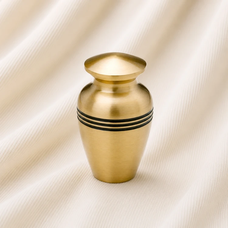 Brushed Gold Keepsake Urn – Minimal Luxury Metal Memorial Urn Image 1