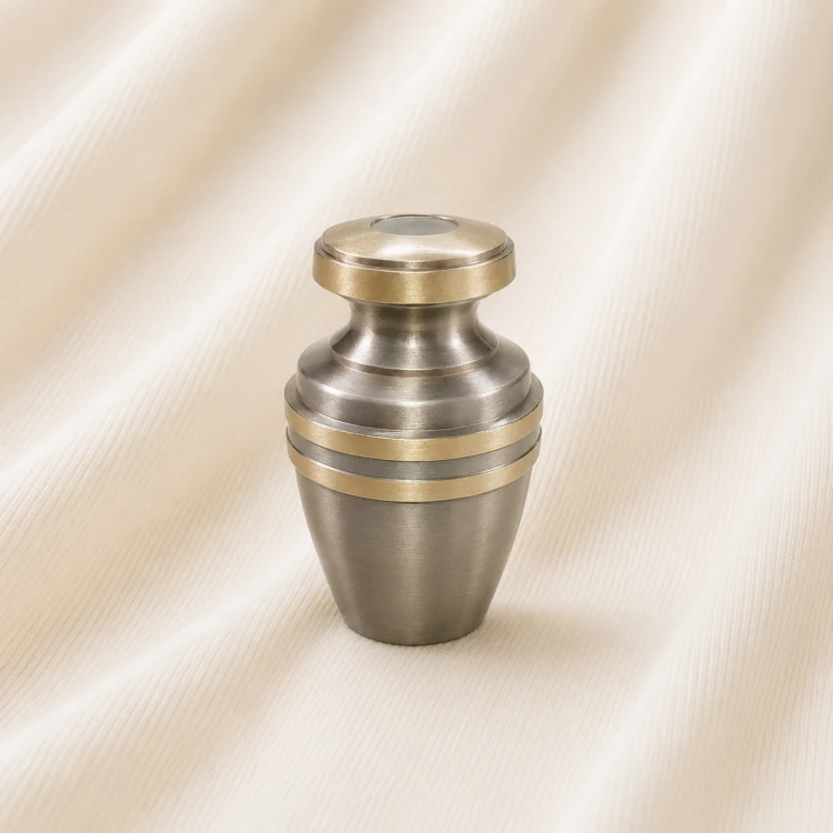 Dual Tone Steel & Gold Keepsake Urn – Modern Premium Memorial Urn Image 1