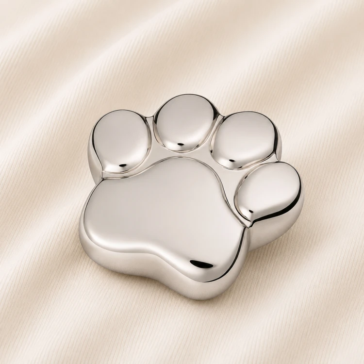 Silver Paw Shaped Pet Urn Image 1