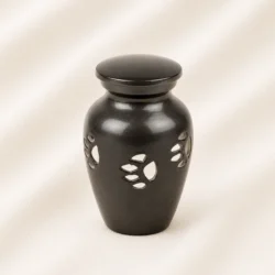 Matte Black Pet Urn with Paw Cut Out Design image