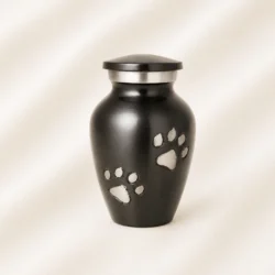 Matte Black Pet Urn with Silver Paw Inlay image