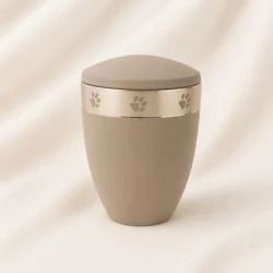 Beige Paw Print Pet Urn – Minimal Memorial Urn for Pets image