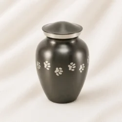 Gunmetal Paw Print Pet Urn Premium Memorial Urn for Pets image