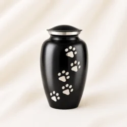 Black Paw Print Pet Urn Modern Premium Memorial Urn image