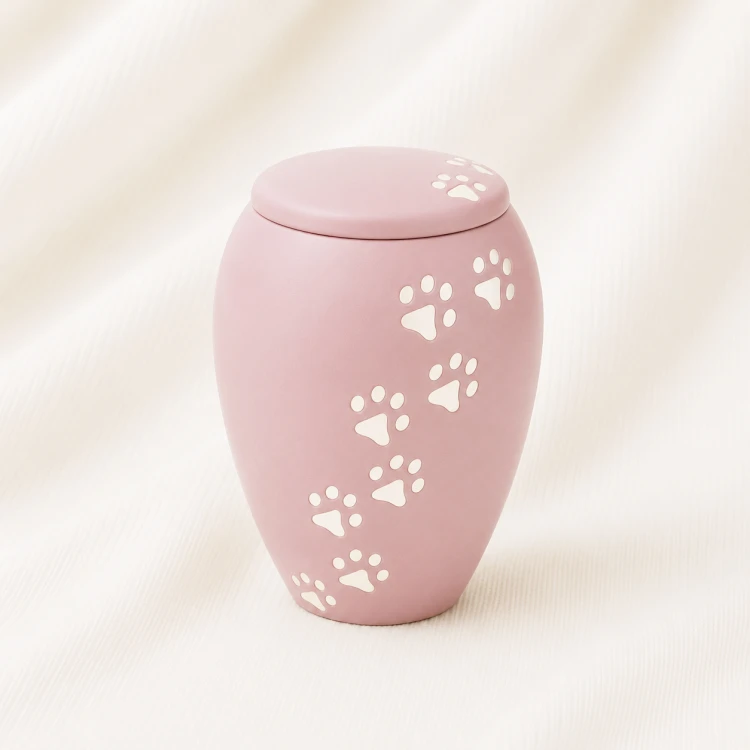 Pink Paw Print Pet Urn Soft Memorial Urn for Pets Image 1