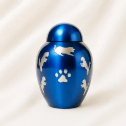 Blue Pet Silhouette Urn Premium Paw & Pet Design Memorial Urn image