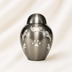 Gunmetal Pet Silhouette Urn Premium Paw Memorial Urn image