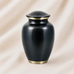 Matte Black Aluminum Pet Urn with Gold Accent Bands image