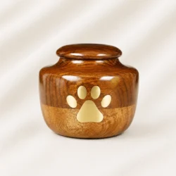 Premium Wooden Pet Urn with Gold Paw Inlay image