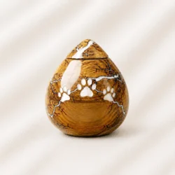 Marble Finish Pet Urn with Paw Inlay image